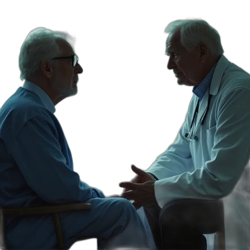 concept art, older, man, talks transparent PNG cut-out