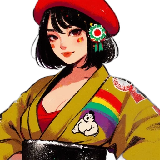 dress, hat, staff, jewelry transparent PNG cut-out
