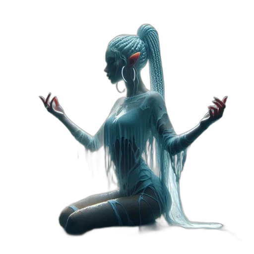 creature, robot, dress, hair transparent PNG cut-out