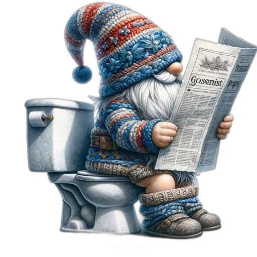 amusing, gnome, character, reads transparent PNG cut-out