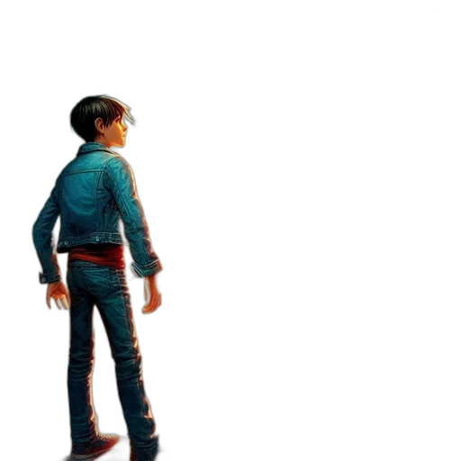 jacket, robot, staff, weapon transparent PNG cut-out