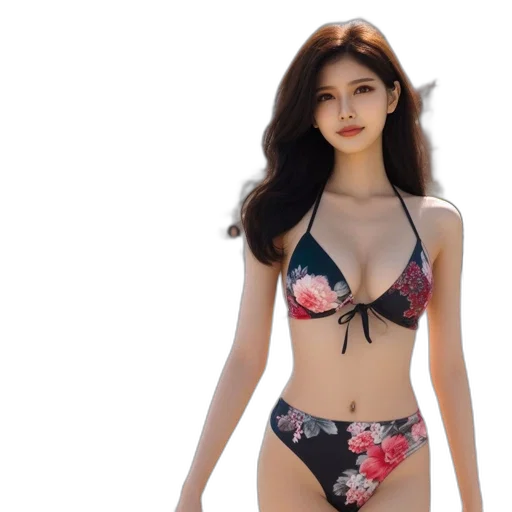 photorealistic, 3d render, beach, woman transparent PNG cut-out