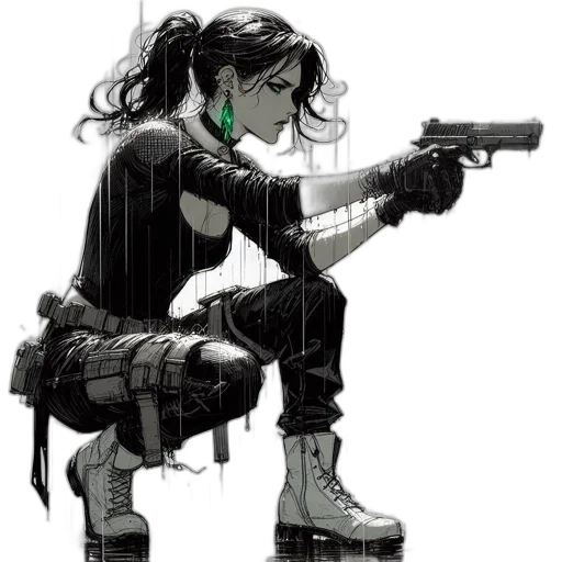 weapon, jacket, robot, staff transparent PNG cut-out