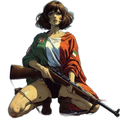 weapon, jacket, staff, dress transparent PNG cut-out