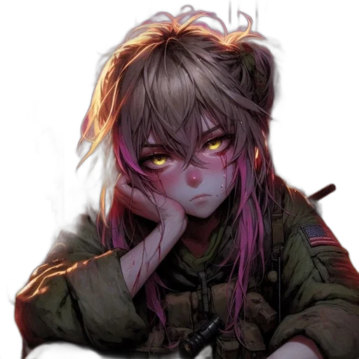 face, jacket, creature, weapon transparent PNG cut-out