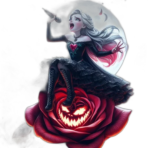 dress, flower, crown, staff transparent PNG cut-out