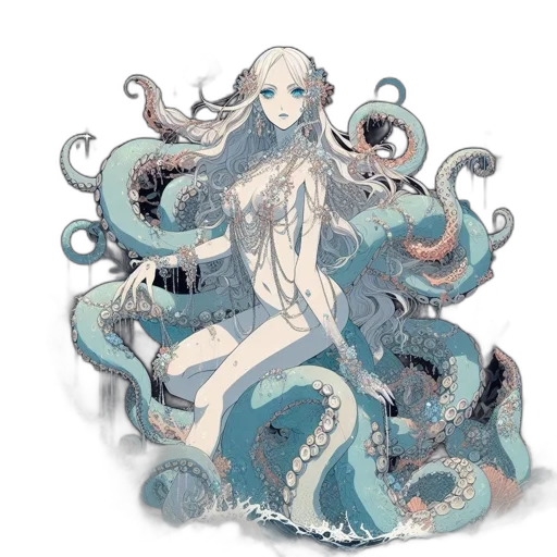 creature, dress, hair, concept art transparent PNG cut-out