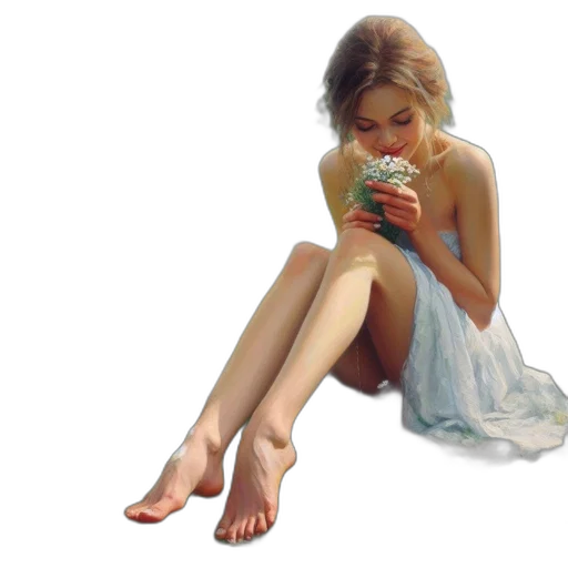 dress, food, oil painting, photorealistic transparent PNG cut-out