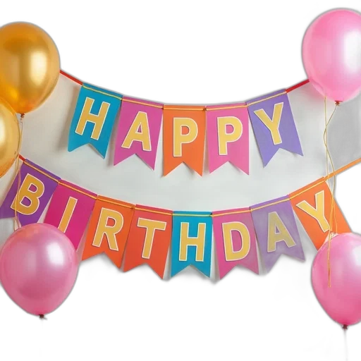 colorful, birthday, banner, saying transparent PNG cut-out