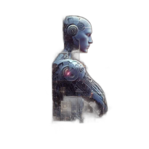 robot, face, jacket, creature transparent PNG cut-out