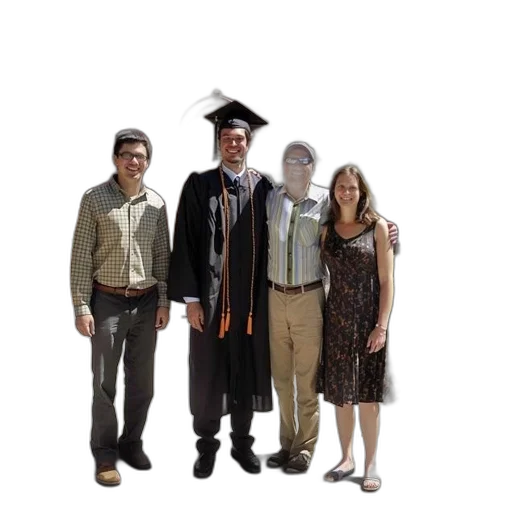 staff, hat, four, individuals transparent PNG cut-out