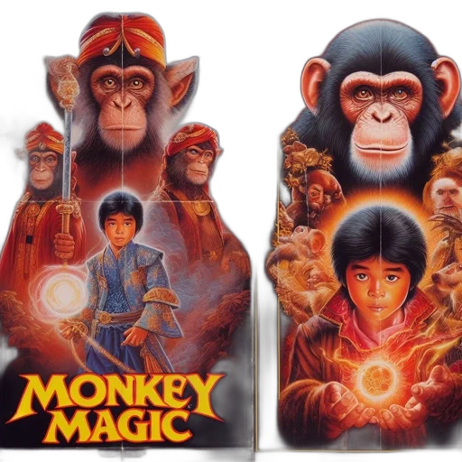 concept art, poster, monkey, magic transparent PNG cut-out