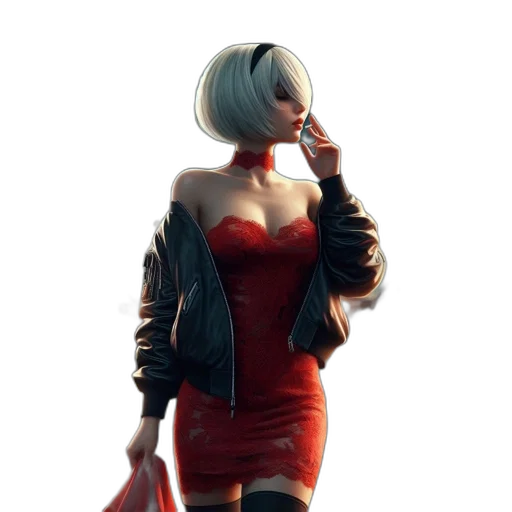 jacket, dress, weapon, face transparent PNG cut-out