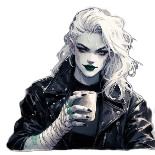 face, jacket, comic book art, cyberpunk transparent PNG cut-out