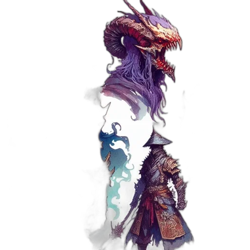 dragon, mask, sword, creature transparent PNG cut-out