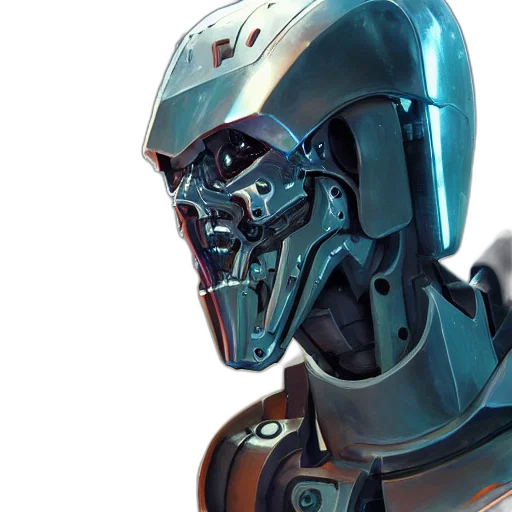 robot, face, concept art, 3d render transparent PNG cut-out