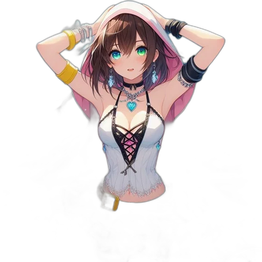dress, staff, jewelry, weapon transparent PNG cut-out