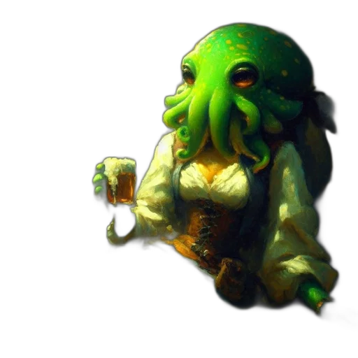 creature, bottle, concept art, 3d render transparent PNG cut-out