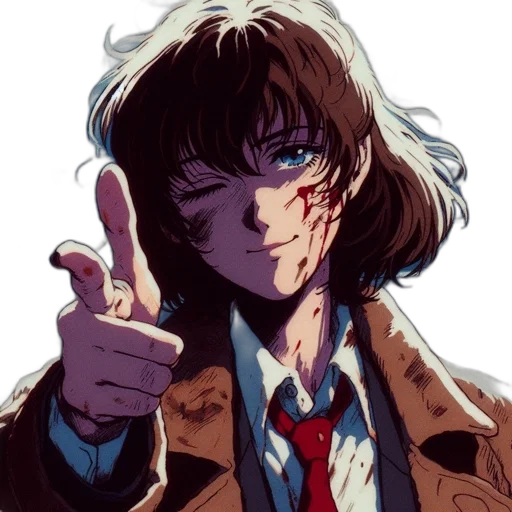 jacket, face, weapon, anime transparent PNG cut-out