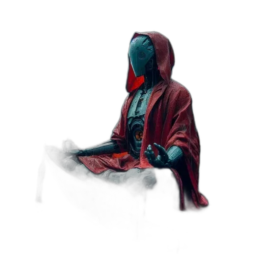 jacket, mask, staff, robot transparent PNG cut-out