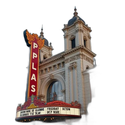 building, 3d render, plaza, theatre transparent PNG cut-out