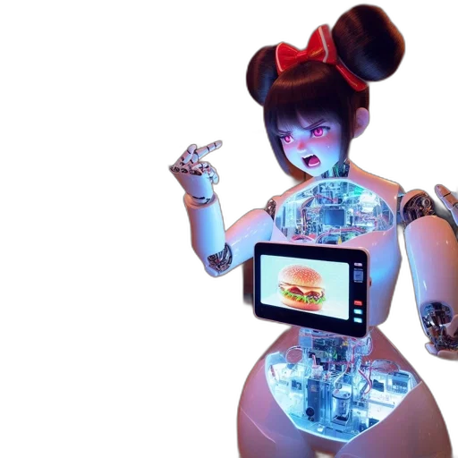 robot, cyberpunk, concept art, vaporwave transparent PNG cut-out