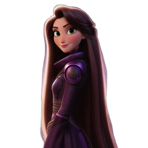 dress, hair, crown, staff transparent PNG cut-out