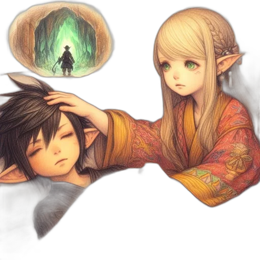 fantasy art, concept art, watercolor, pixel art transparent PNG cut-out