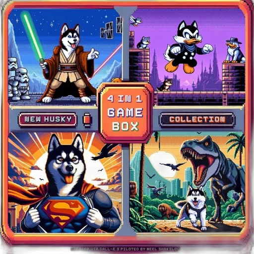 pixel art, concept art, comic book art, 4-in-1 transparent PNG cut-out