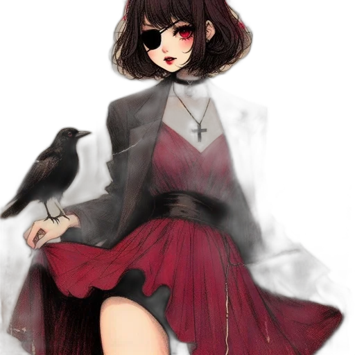 dress, staff, mask, creature transparent PNG cut-out