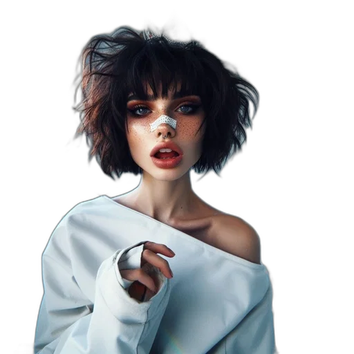 jacket, face, hair, dress transparent PNG cut-out
