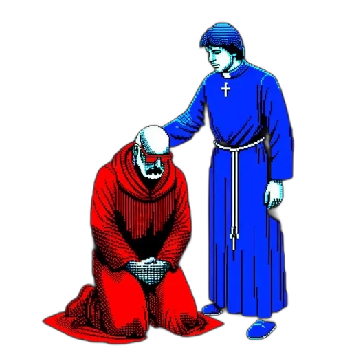 red-robed, figure, sits, masked transparent PNG cut-out