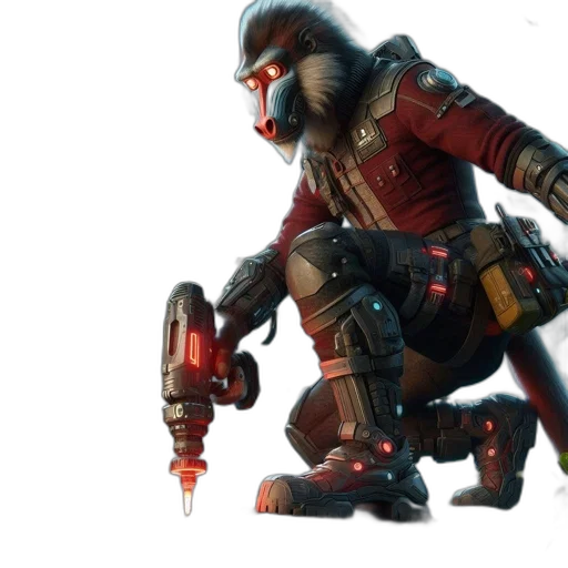 weapon, robot, concept art, 3d render transparent PNG cut-out