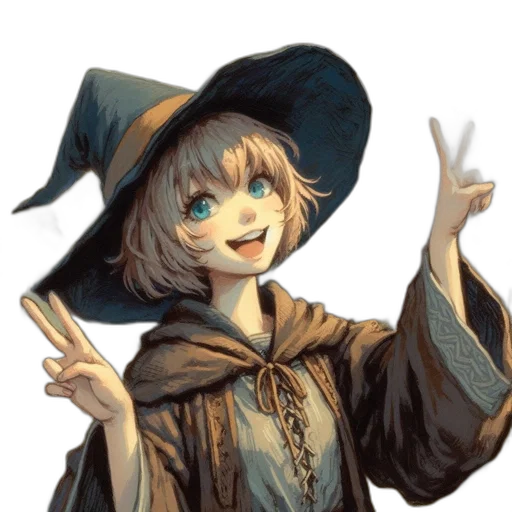 staff, hat, anime, pixel art transparent PNG cut-out