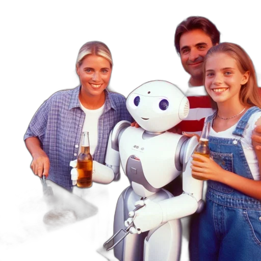 robot, 3d render, vaporwave, concept art transparent PNG cut-out