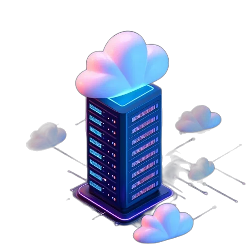 3d render, vaporwave, hosting, wordpress transparent PNG cut-out