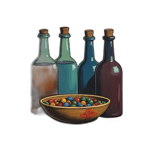 bottle, 3d render, photorealistic, oil painting transparent PNG cut-out