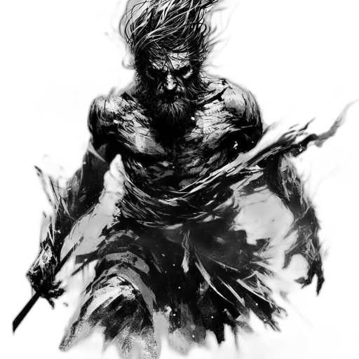 creature, sword, hair, face transparent PNG cut-out