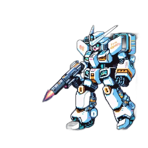 robot, weapon, pixel art, concept art transparent PNG cut-out