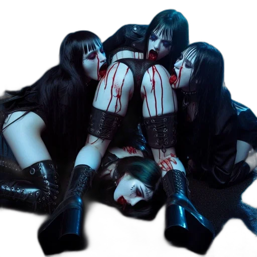 dark, four, women, clad transparent PNG cut-out