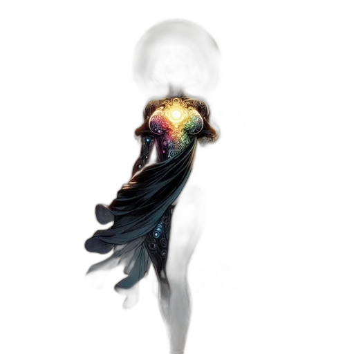 dress, staff, hair, creature transparent PNG cut-out
