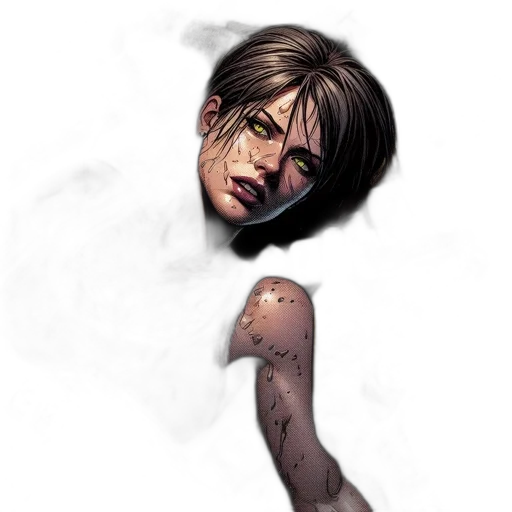 face, weapon, staff, comic book art transparent PNG cut-out