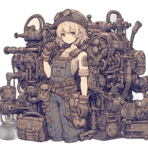 weapon, robot, dress, staff transparent PNG cut-out
