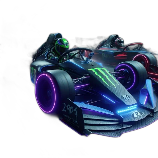 car, concept art, 3d render, cyberpunk transparent PNG cut-out