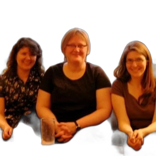 staff, three, women, sit transparent PNG cut-out