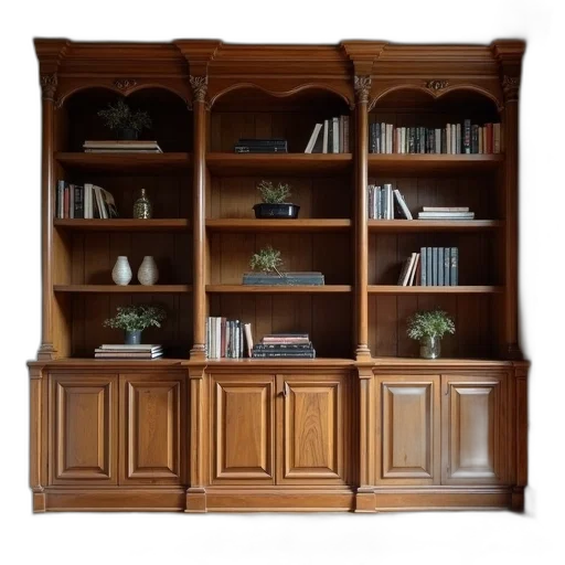 furniture, staff, oak, bookcase transparent PNG cut-out