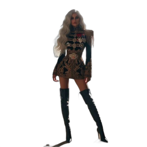 dress, jacket, staff, hair transparent PNG cut-out