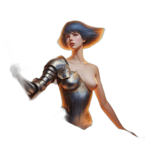 dress, robot, staff, weapon transparent PNG cut-out