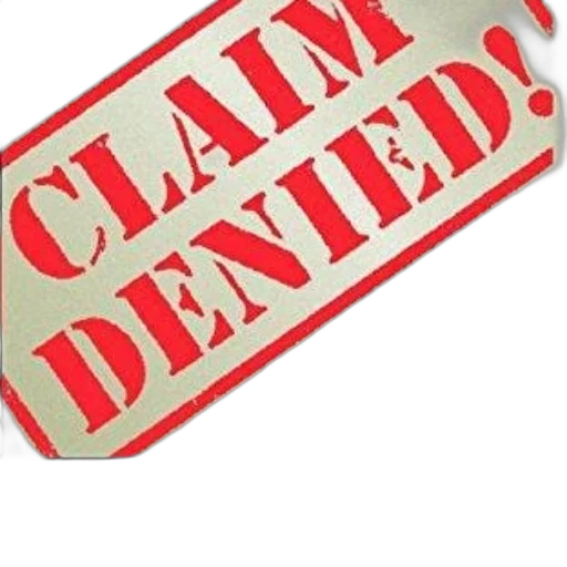 claim, denied, bold, red transparent PNG cut-out