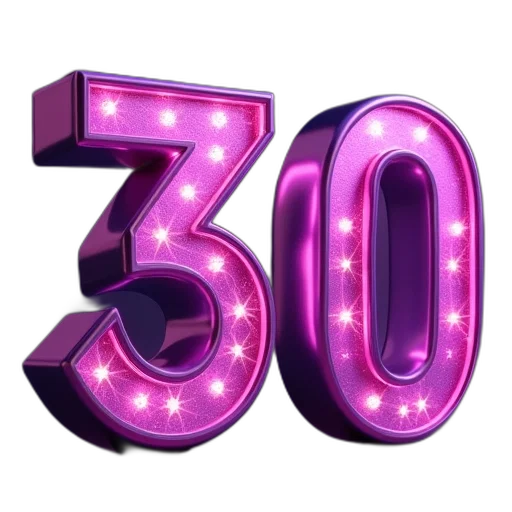 3d render, surprise, 30th, birthday transparent PNG cut-out
